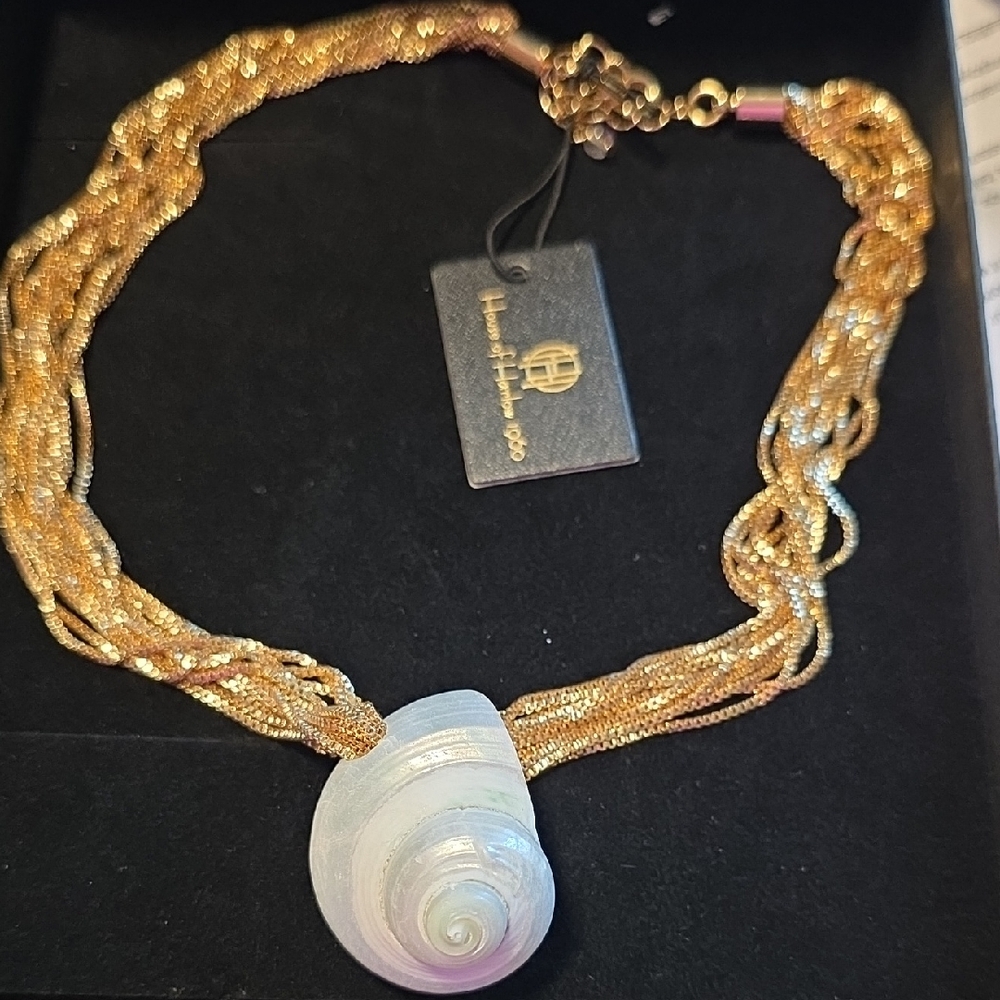 House of Harlow 1960 Gold Necklace with Shell Pendant